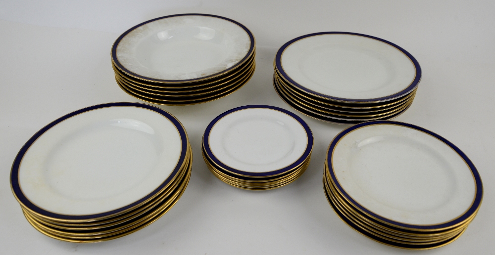 Spode part dinner service with blue border. (qty).