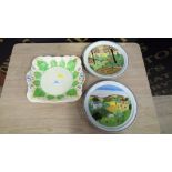 CLARICE CLIFF DISH & 1 PAIR VILLEROY & BOCH PLATES