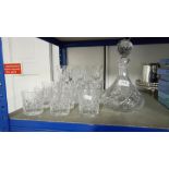 CRYSTAL DECANTER & 18 GLASSES