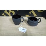 2 WEDGWOOD BLACK BASALT CREAM JUGS