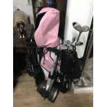 GOLF CLUBS WITH BAG & 2 BAGS AND TROLLEY