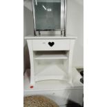 WHITE BEDSIDE TABLE WITH HEART CUTOUT DRAWER