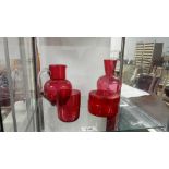 4 PIECES OF VINTAGE ' RUBY RED ' GLASSES