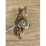 LADIES VINTAGE 9CT ROSE GOLD 15 JEWEL WATCH WITH 9CT GOLD EXPANDING BRACELET 16.