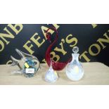 GLASS FISH ORNAMENT & 3 OTHERS