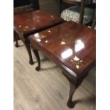 PAIR OF BRASS INLAID OCCASIONAL TABLES