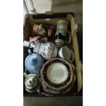 1 BOX ASSORTED GOODS INCLUDING POOLE , WEDGEWOOD ETC .