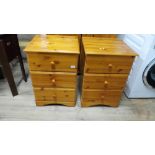 2 PINE TOP 3 DRAWER BEDSIDE CHESTS