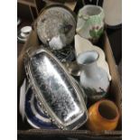 BOX OF ASSORTED GOODS INCLUDING ROYAL WINTON VASE