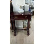 REPRODUCTION VICTORIAN HALL TABLE WITH 'LYRE ' ENDS