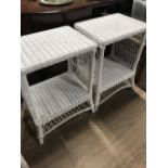 PAIR OF WICKER OCCASIONAL TABLES
