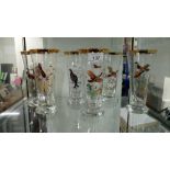 SET OF 6 VINTAGE ' GAMEBIRDS' GLASSES