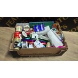 BOX OF RIBBONS & OTHER ITEMS
