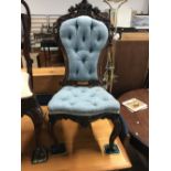 VICTORIAN BUTTON BACK CARVED LADIES CHAIR