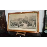 ANTIQUE SATINWOOD PICTURE FRAME & PRINT