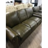 OLIVE LEATHER 3 PIECE SUITE