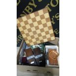 BOX OF ASSORTED ITEMS (TIE PRESS,