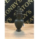 CHINESE BRONZE VASE & COVER with Foo dog,