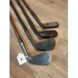 4 x VINTAGE HICKORY SHAFTED GOLF CLUBS