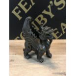 BRONZE STUDY OF A MYTHICAL WINGED DRAGON (21.