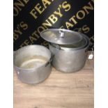 3 LARGE ALUMINIUM POTS ,