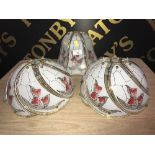 3 FLORAL GLASS LAMP SHADES