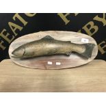 WOOD CARVING OF A BROWN TROUT ( WALL HANGING )