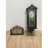 ART DECO MANTLE CLOCK AND SMALL WALL CLOCK