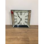 LARGE WALL CLOCK WITH MIRROR FRAME