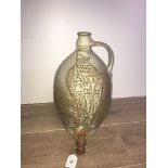 WEST COUNTRY STONEWARE CIDER FLAGON WITH APPLIED KNIGHT ON FRONT