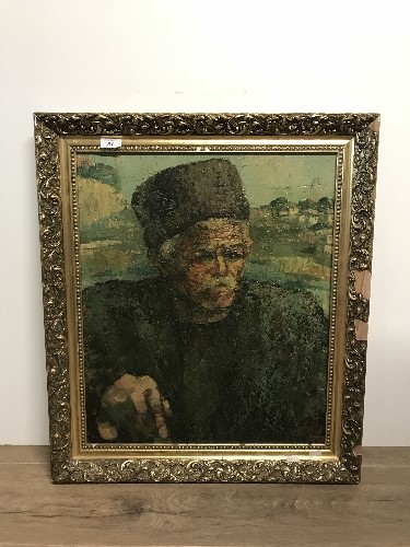 IMPASTO OIL PAINTING PORTRAIT OF AN OLD MAN SIGNED INDISTINCTLY LOWER RIGHT 58 X 48CM