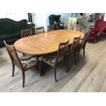 LARGE VINTAGE G PLAN EXTENDING DINING TABLE WITH 6 CHAIRS & 2 ARMCHAIRS IN ORIGINAL FABRIC 3.