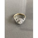 ANTIQUE 18CT PLATINUM & DIAMOND CLUSTER RING SIZE N1/2