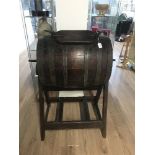 19THC COUNTRY BUTTER CHURN ON STAND