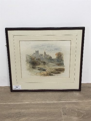 ROBERT JOBLING 1841-1923 WATERCOLOUR PAINTING WARKWORTH MORNING A HOAR FROST SIGNED LOWER RIGHT 23