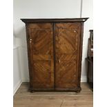 LATE GERMAN BAROQUE FASSADENSCHRANK ARMOIRE WITH INTERNAL STRAP HINGES ORIGINAL LOCK AND KEY PINE