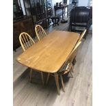 VINTAGE ERCOL BLONDE DINING TABLE AND 4 CHAIRS 153CM