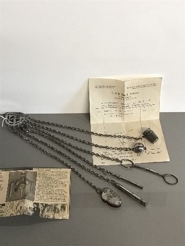 EARLY 19THC STEEL 6 CHAIN CHATELAINE C1830