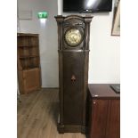 1930/40'S OAK CLOCK CONVERTED TO BATTERY MOVEMENT 195CM HIGH