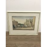 ALAN R COOK RSMA 1920-1974 WATERCOLOUR HEXHAM MARKET WITH ABBEY IN BACKGROUND 47 X 31CM