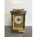 GIANT SIZE ANTIQUE FRENCH CARRIAGE CLOCK STRIKES ON HOUR/HALF HOUR