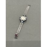 18CT WHITE GOLD BUECHE-GIROD WATCH SET DIAMONDS & SAPPHIRE APPROX 2CT DIAMONDS