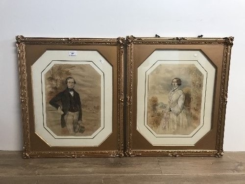 BELL SMITH CIRCA 1849 PAIR OF WATERCOLOURS PORTRAIT OF A LADY THREE QUARTER LENGTH IN WHITE DRESS