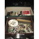 2 BOXES OF COSTUME JEWELLERY