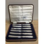 SET OF 6 HALLMARKED SILVER HANDLE KNIVES