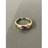 HEAVY ANTIQUE 18CT RUBY & DIAMOND