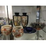 1 PAIR JAPANESE VASES & 5 OTHER ORIENTAL PIECES