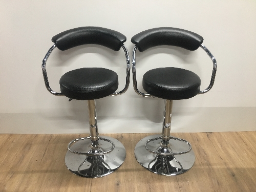 2 BLACK & CHROME BAR STOOLS