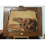 HAND PAINTED LEATHER ELEPHANTS PICTURE SIGNED KOBUS V ZYL