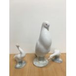 2 LLADRO GEESE NAO DOVE WEDGWOOD VASE & COPENHAGEN VASE